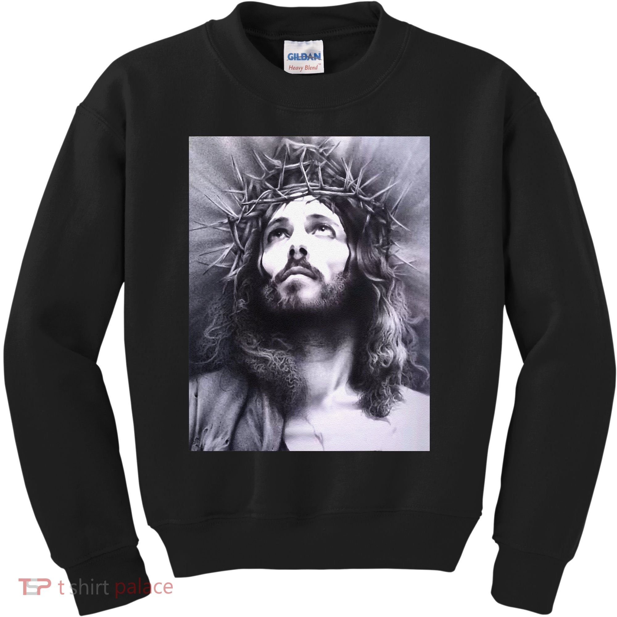 Image Face Of Jesus On A Cross With Crown Of Thorns Kids Sweatshirt