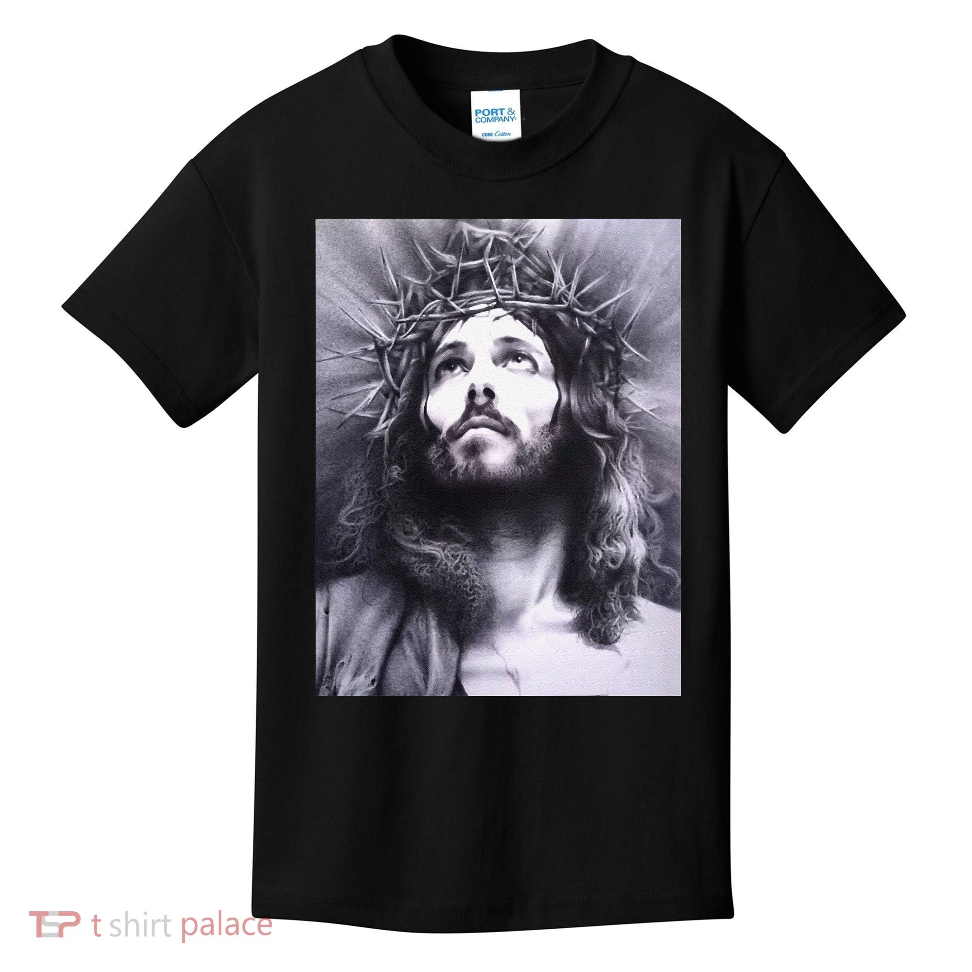 Image Face Of Jesus On A Cross With Crown Of Thorns Kids T-Shirt