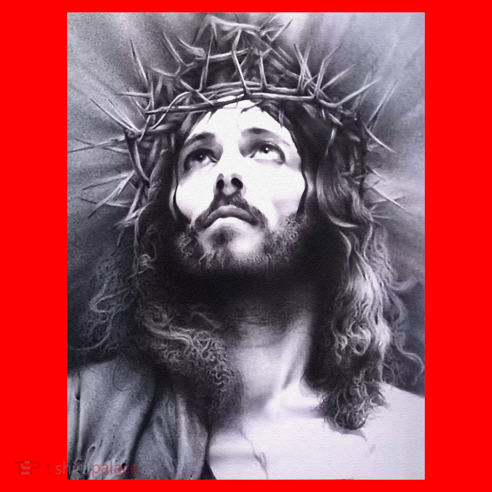 Image Face Of Jesus On A Cross With Crown Of Thorns Santa Hat