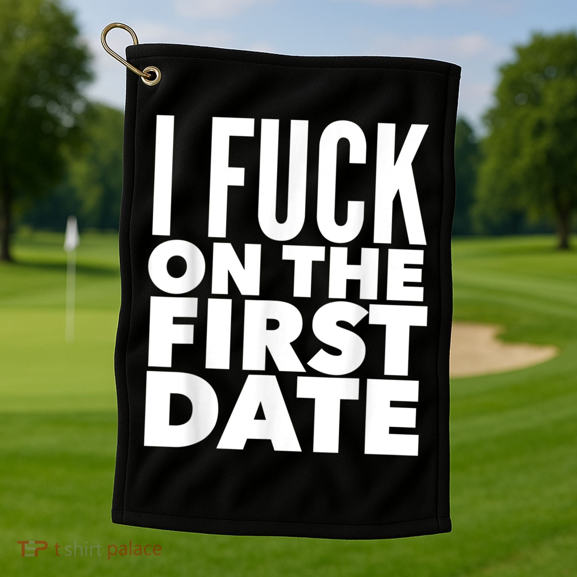 I Fuck On The First Date Pickup Line Funny Golf Towel