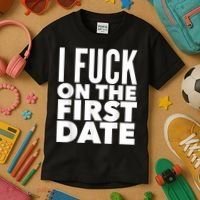 I Fuck On The First Date Pickup Line Funny Kids T-Shirt thumb 3