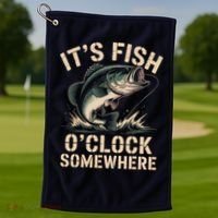 It's Fish O'Clock Somewhere Golf Towel thumb 1