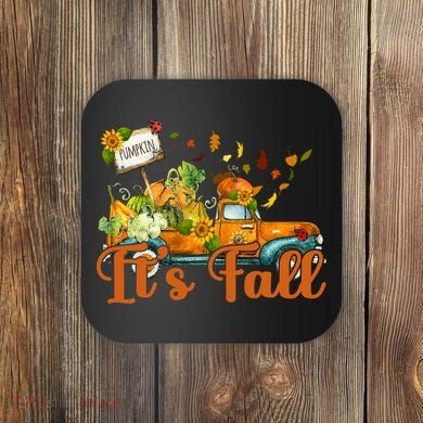 Its Fall Pumpkin Vintage Truck Coaster