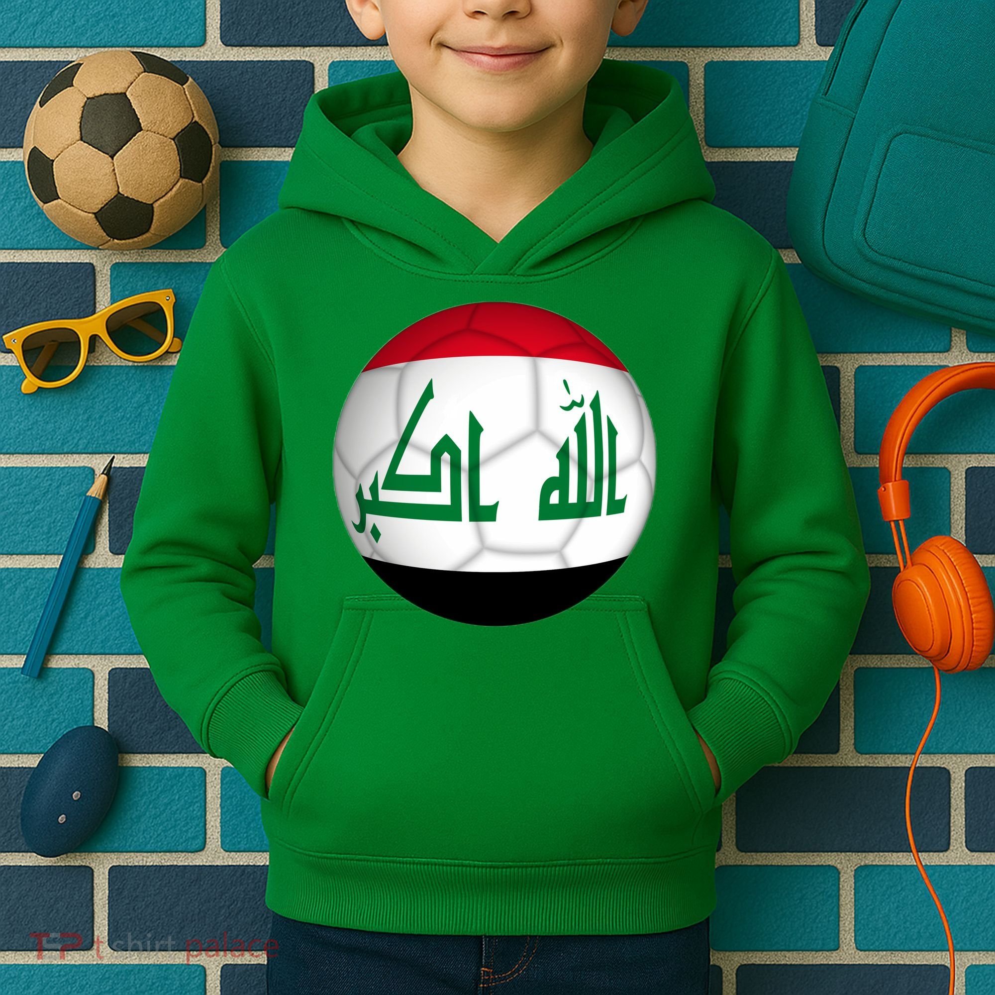 Iraqi Futbol Soccer Team Kids Hoodie