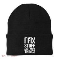 I Fix Stuff And I Know Things Mechanic Beanie thumb 0