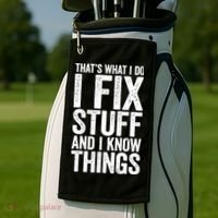 I Fix Stuff And I Know Things Mechanic Golf Towel thumb 2