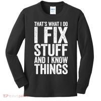 I Fix Stuff And I Know Things Mechanic Kids Long Sleeve Shirt thumb 0