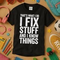 I Fix Stuff And I Know Things Mechanic Kids T-Shirt thumb 3