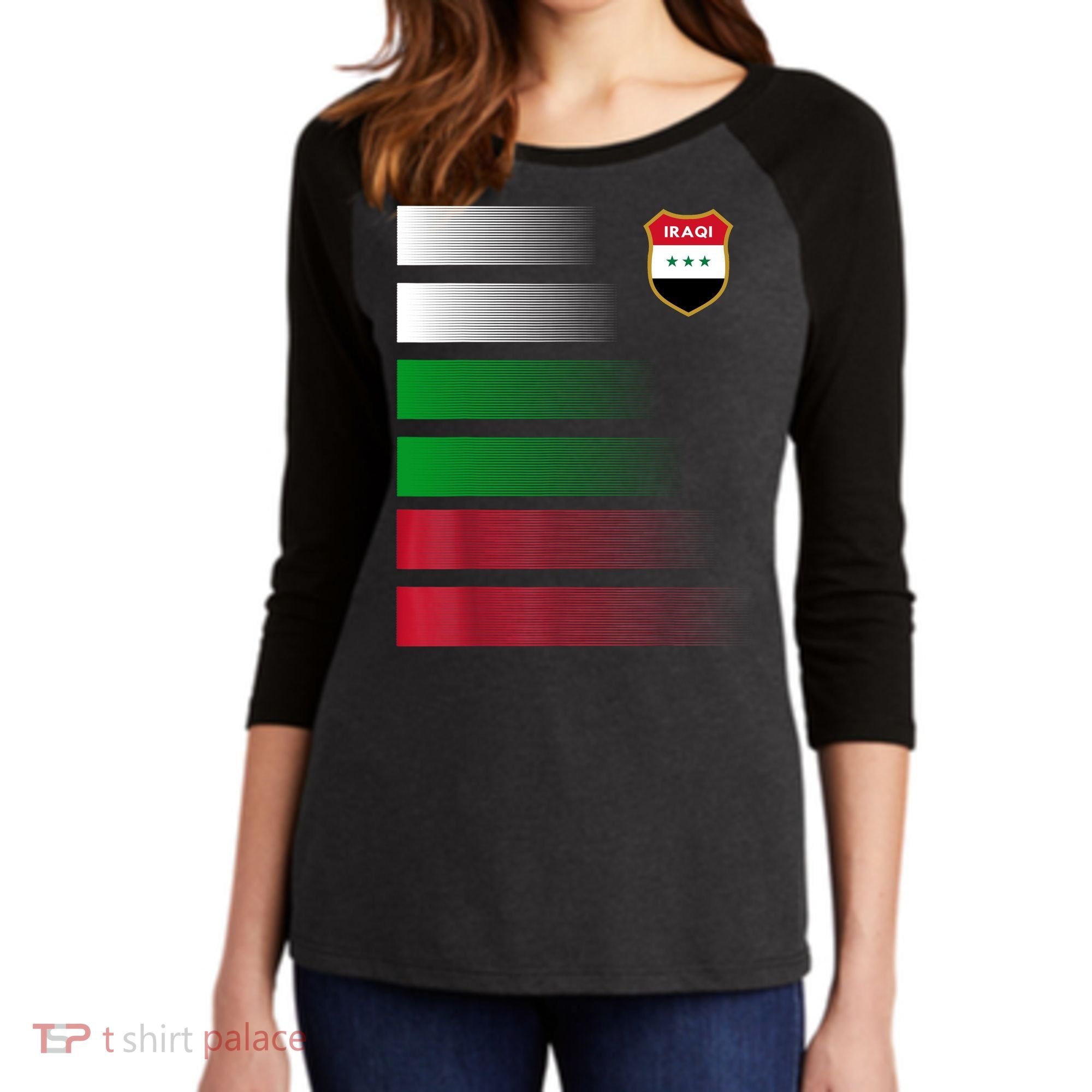 Iraqi Futbol Soccer Jersey Women's Tri-Blend 3/4-Sleeve Raglan Shirt