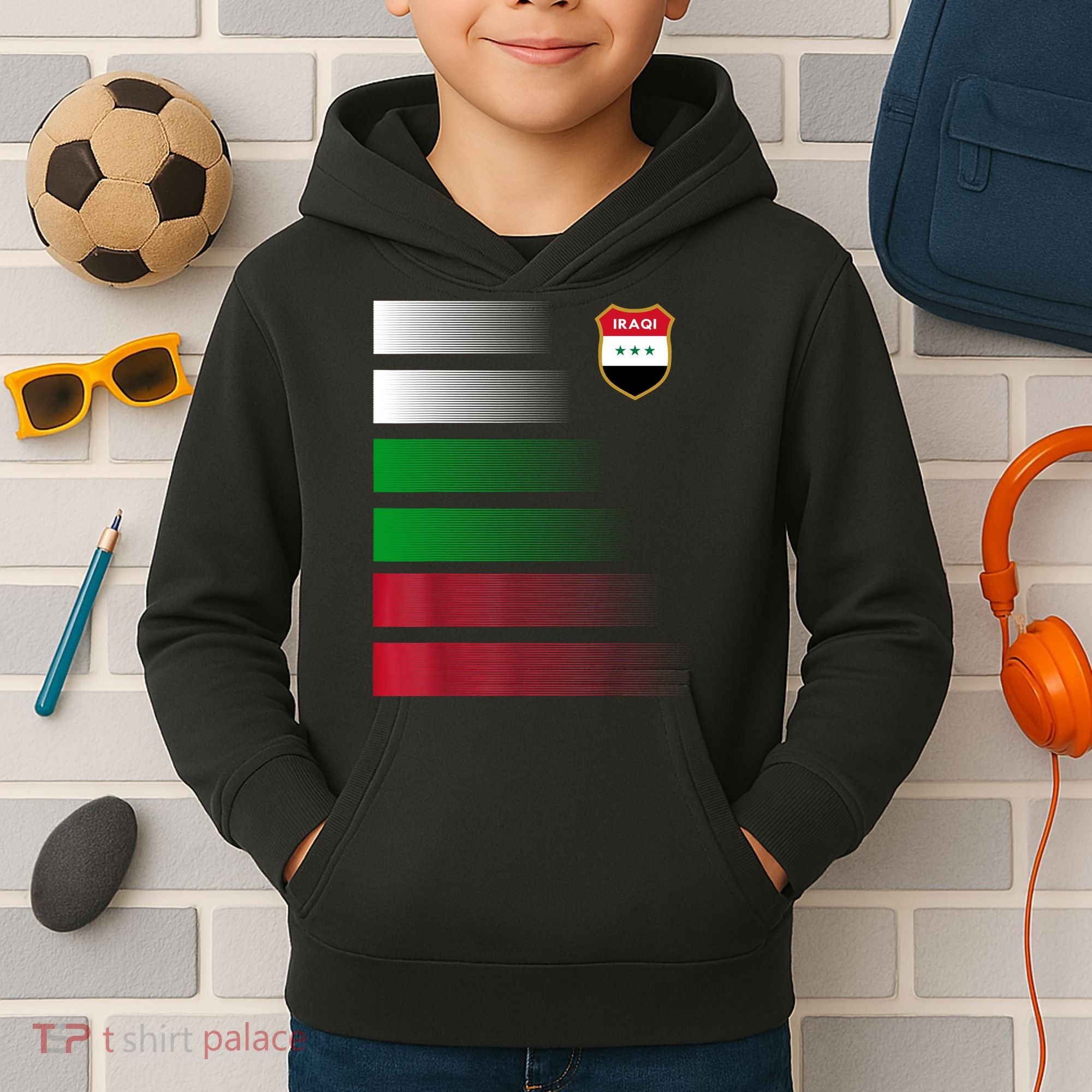 Iraqi Futbol Soccer Jersey Kids Hoodie