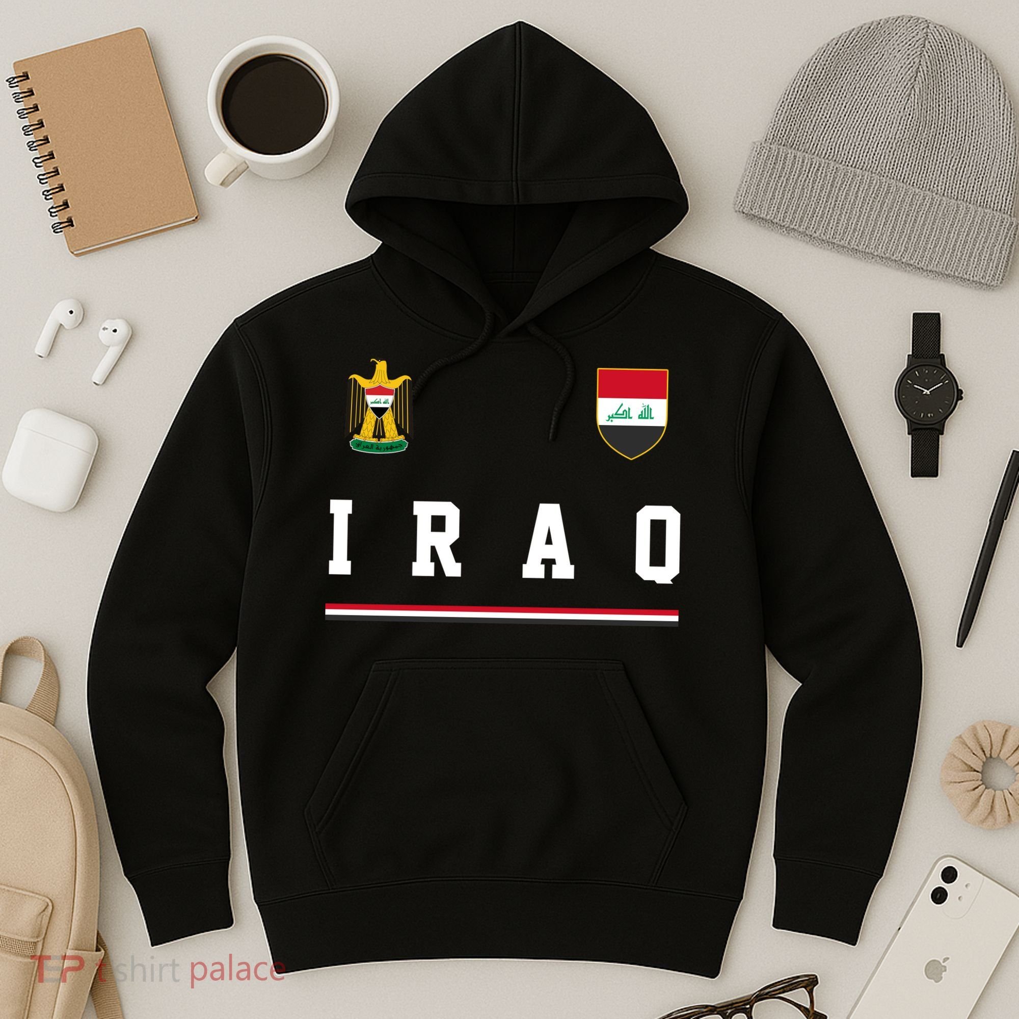 Iraq Futbol Soccer Logo Hoodie