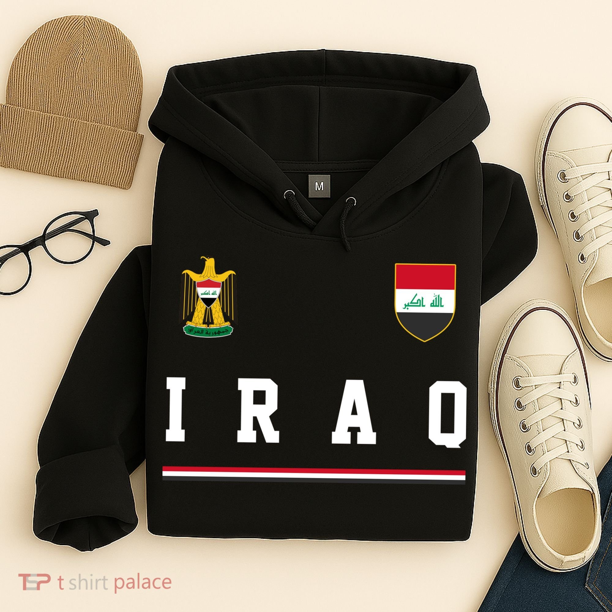 Iraq Futbol Soccer Logo Hoodie