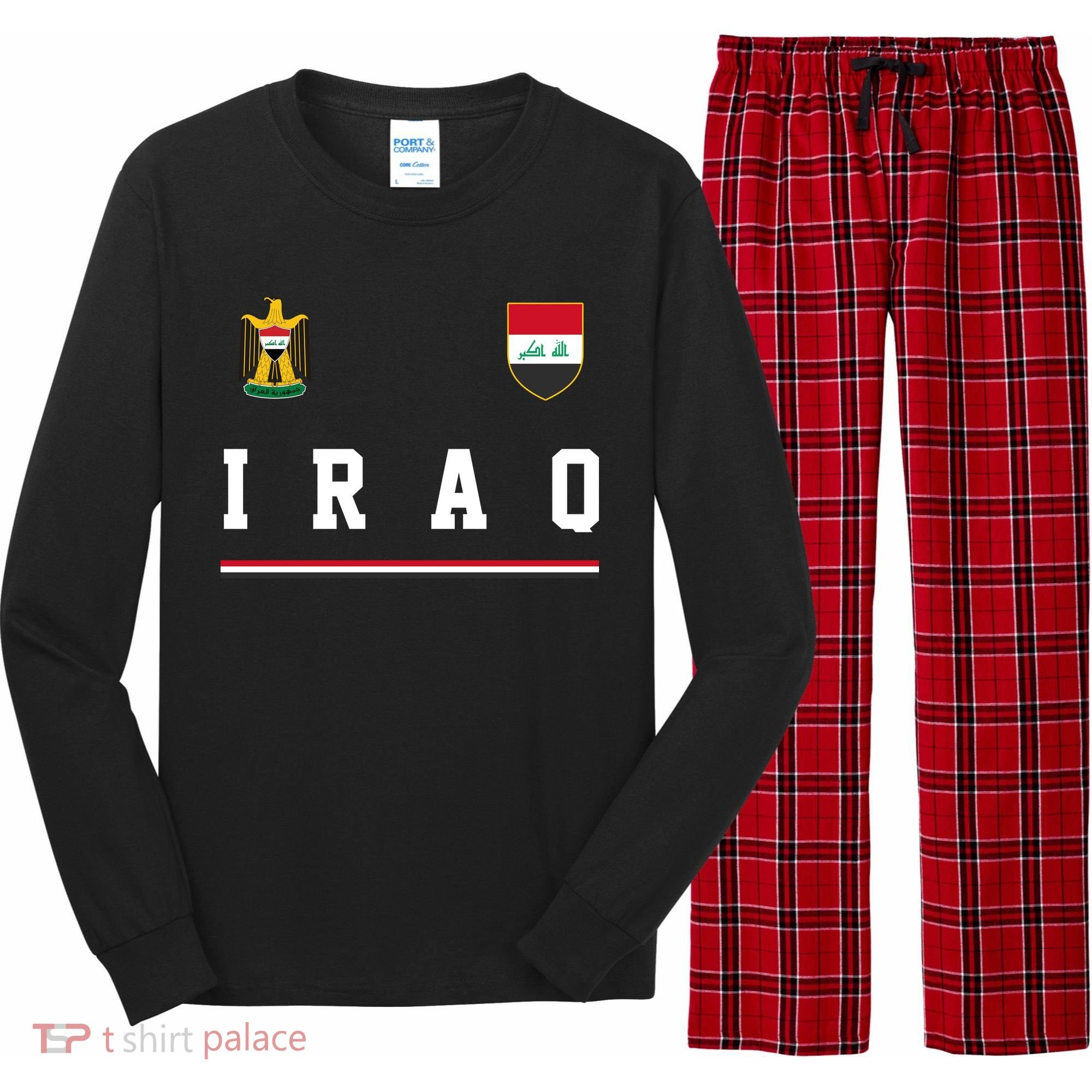 Iraq Futbol Soccer Logo Long Sleeve Pajama Set