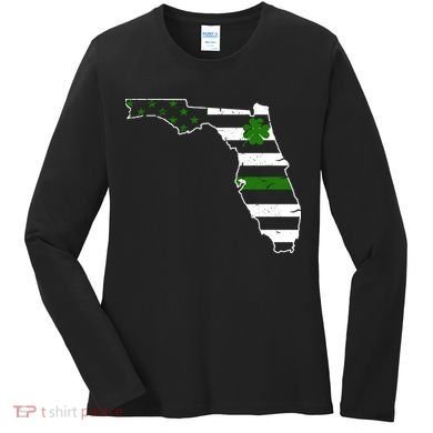 Irish Florida State Flag American Map Women's Long Sleeve Shirt