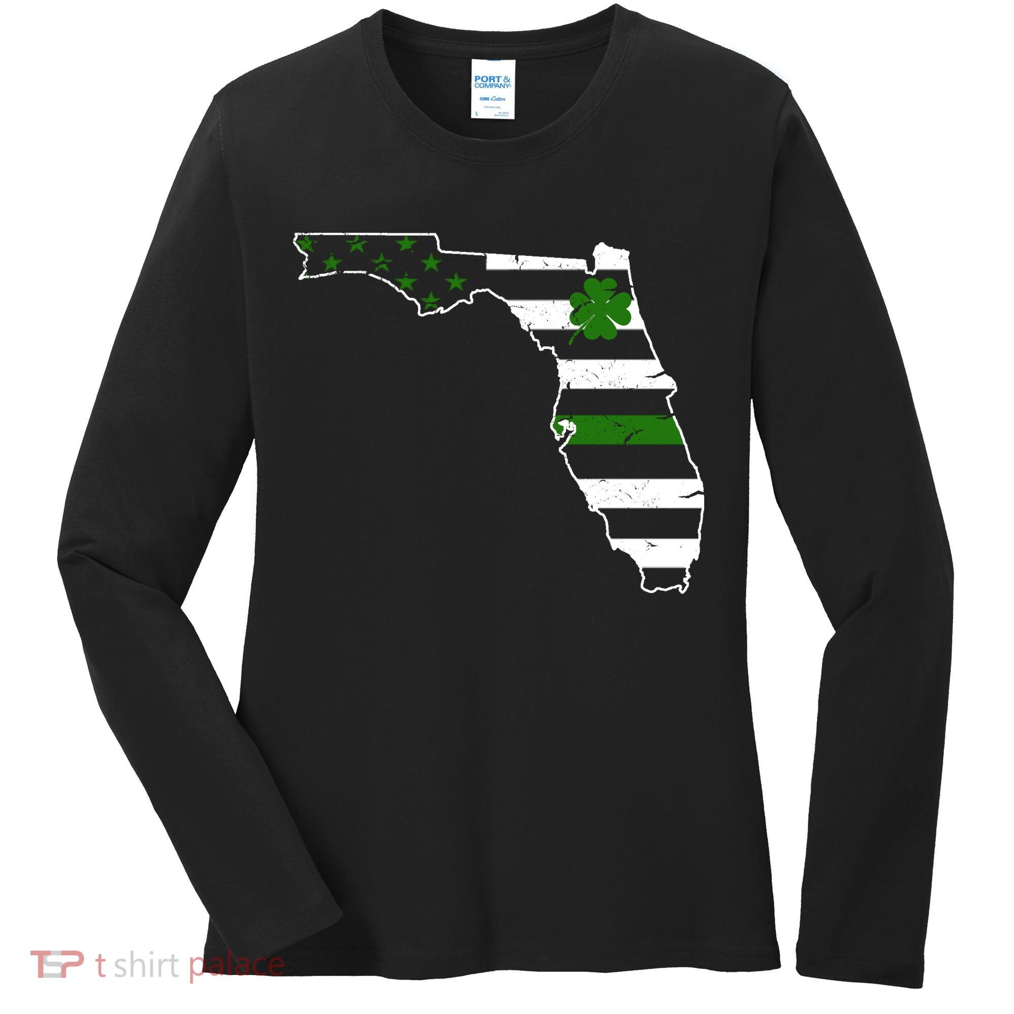 Irish Florida State Flag American Map Women's Long Sleeve Shirt