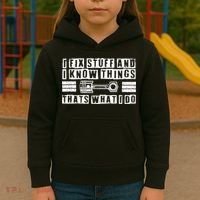 I Fix Stuff And I Know Things Mechanic Repair Shop Car Kids Hoodie thumb 3