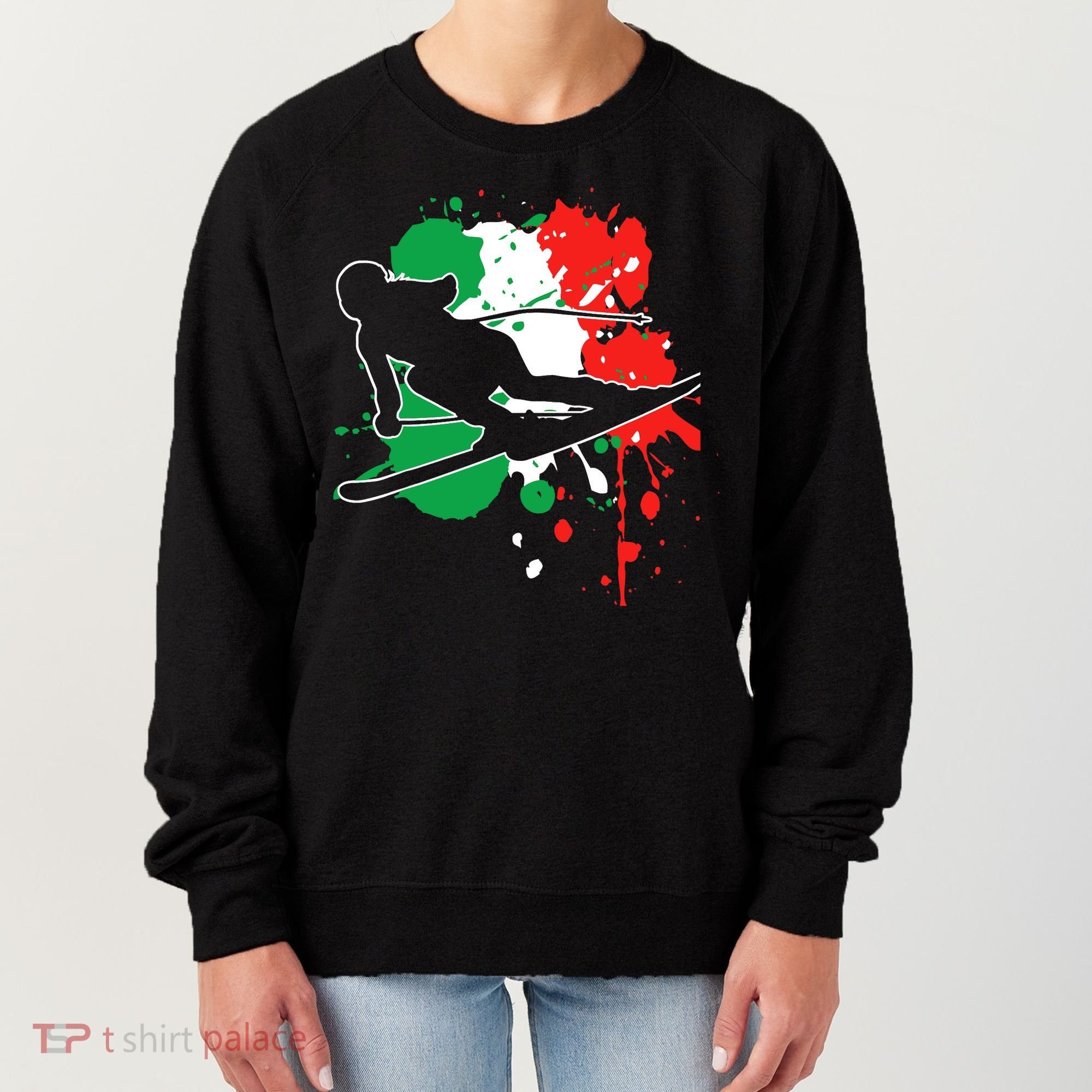 Italy Flag Skier Italian Alpine Skiing Women's Sweatshirt