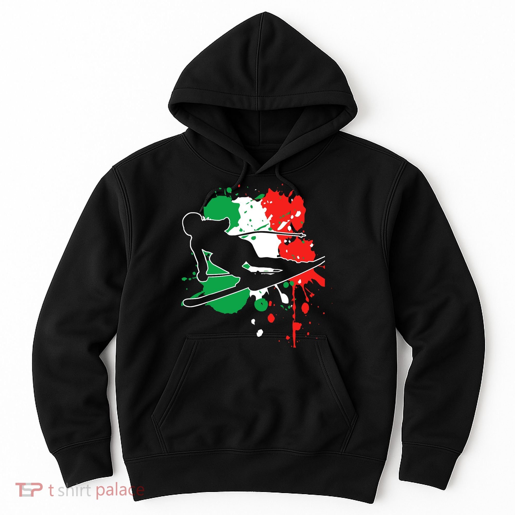 Italy Flag Skier Italian Alpine Skiing Hoodie