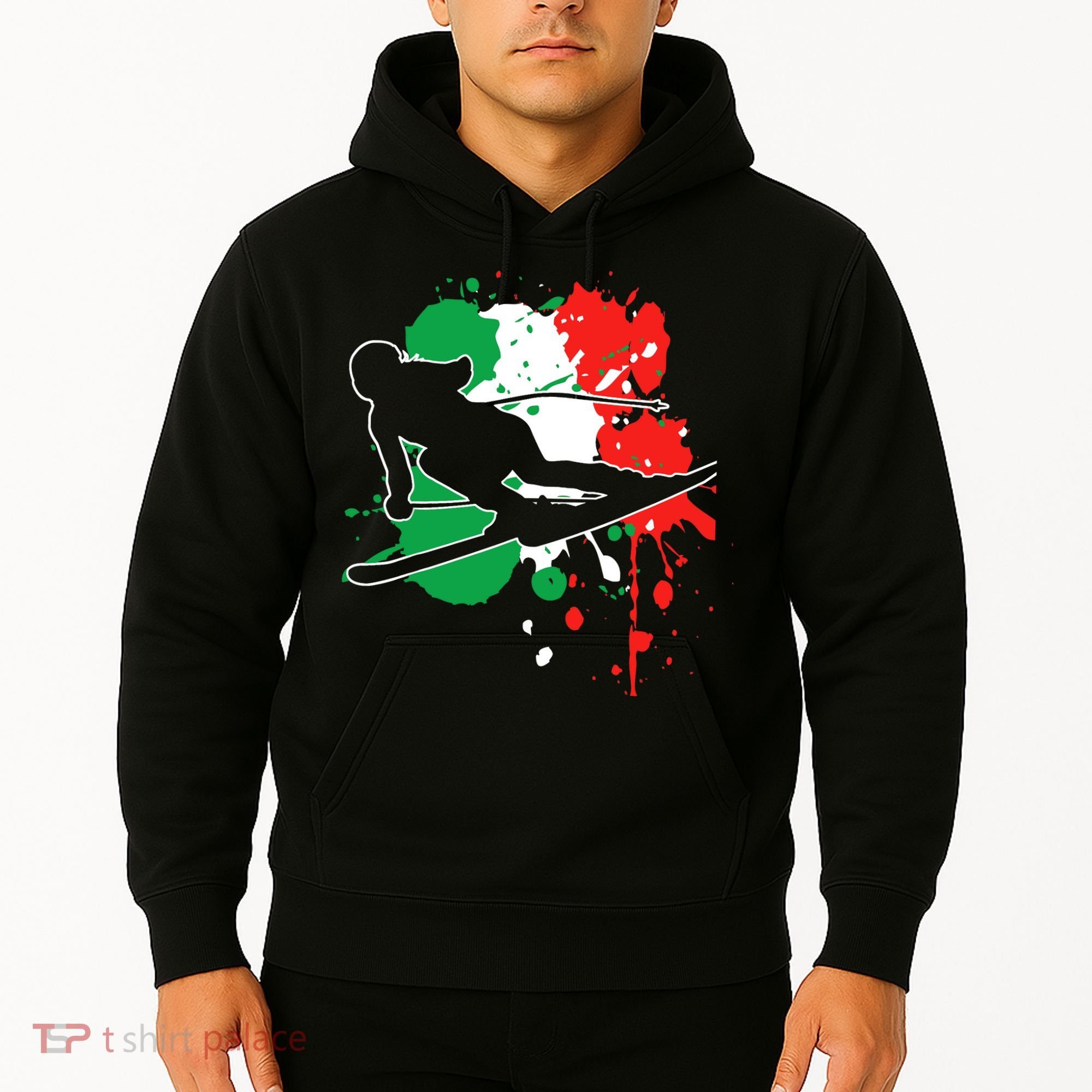 Italy Flag Skier Italian Alpine Skiing Hoodie