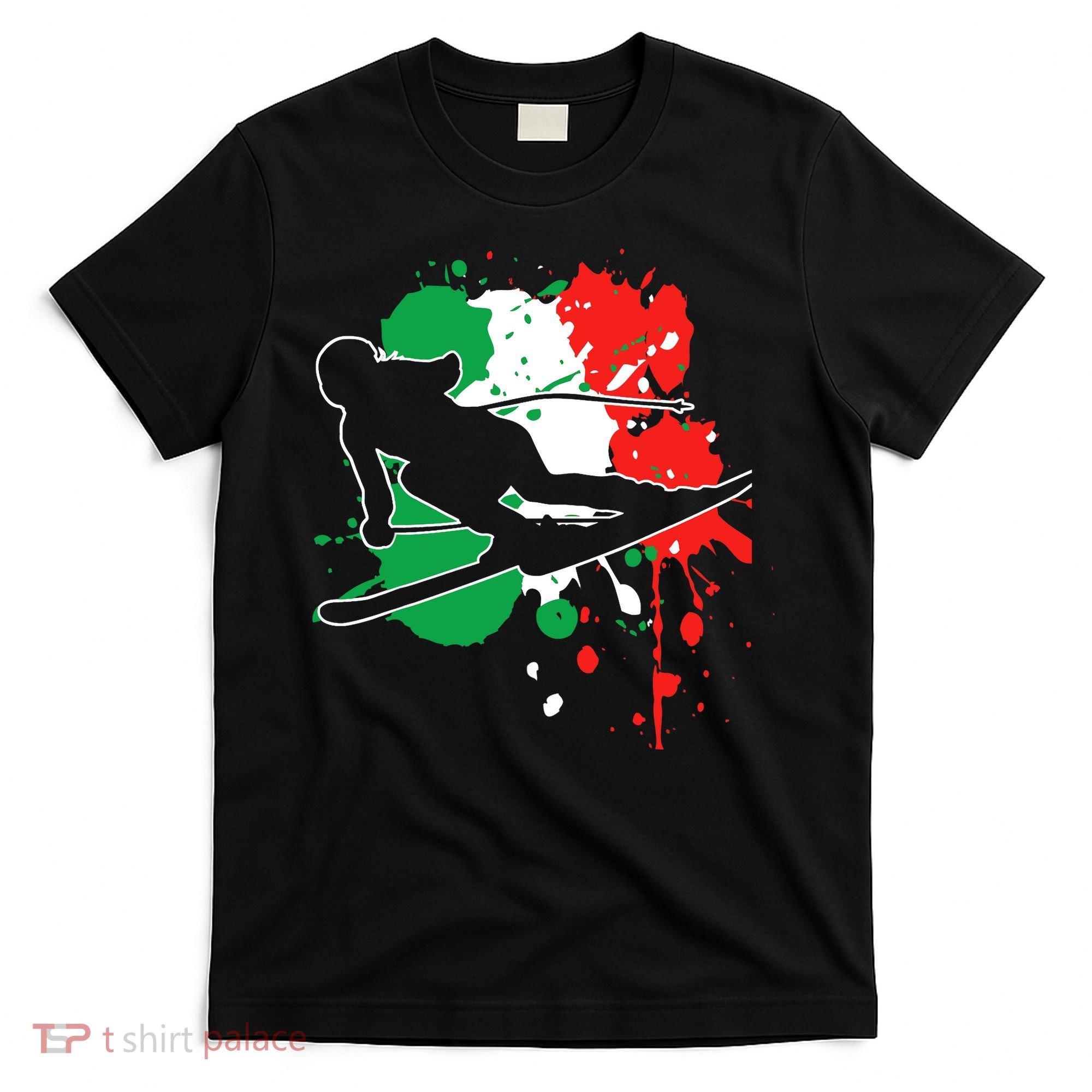 Italy Flag Skier Italian Alpine Skiing T-Shirt