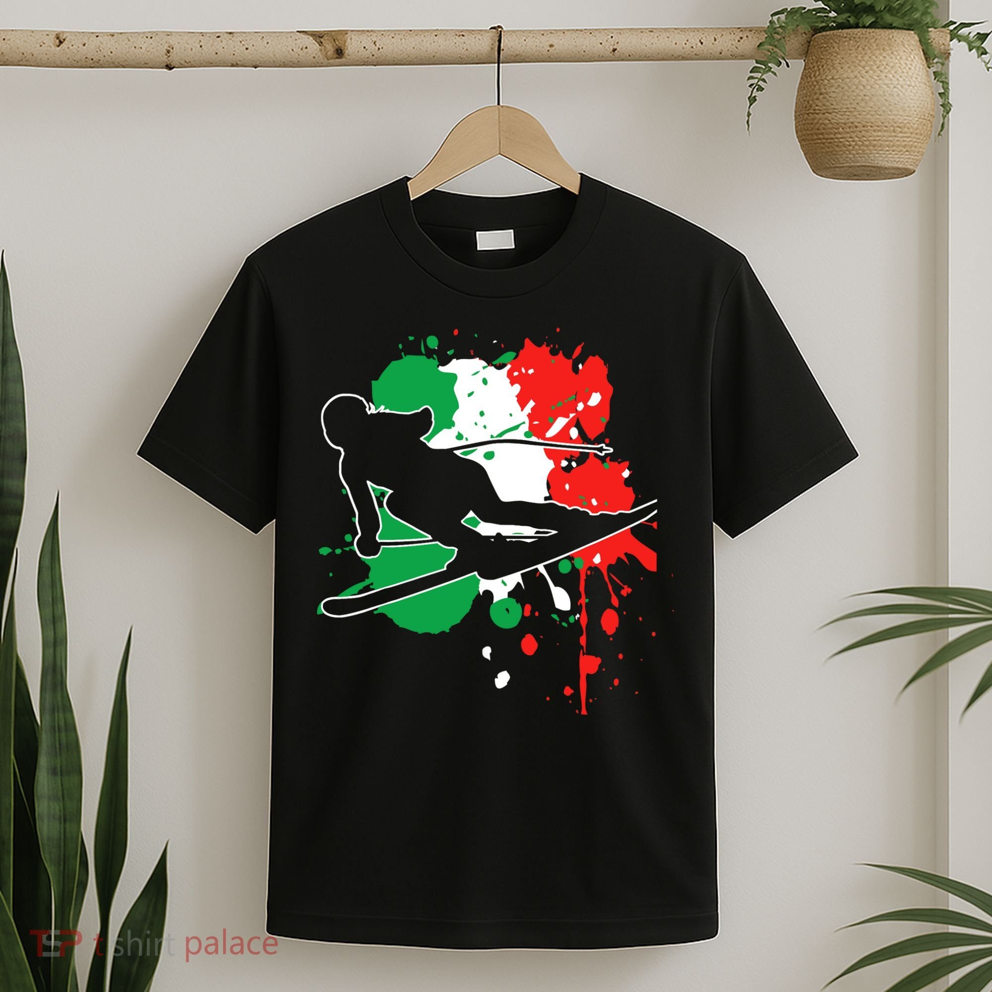Italy Flag Skier Italian Alpine Skiing T-Shirt