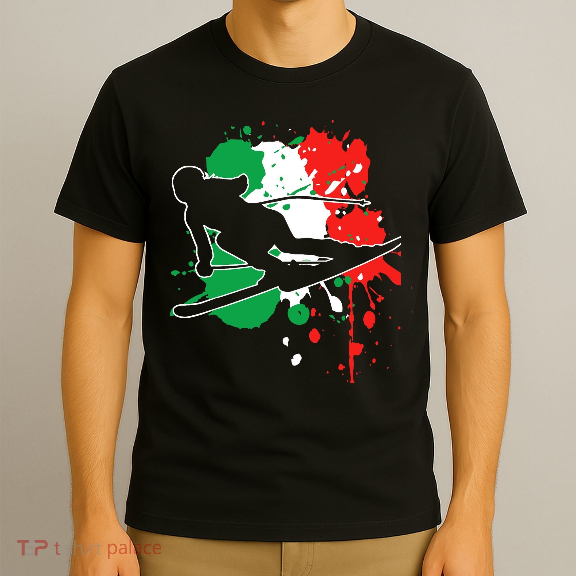 Italy Flag Skier Italian Alpine Skiing T-Shirt