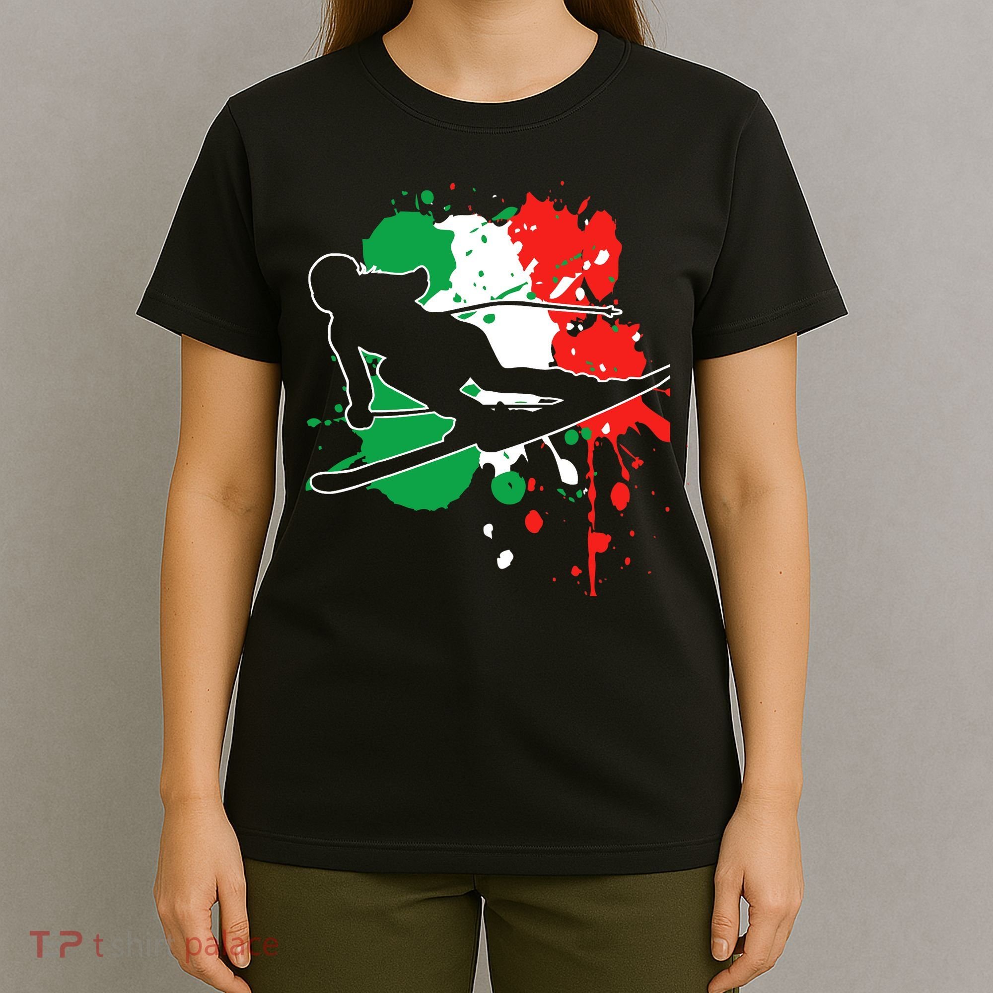 Italy Flag Skier Italian Alpine Skiing T-Shirt