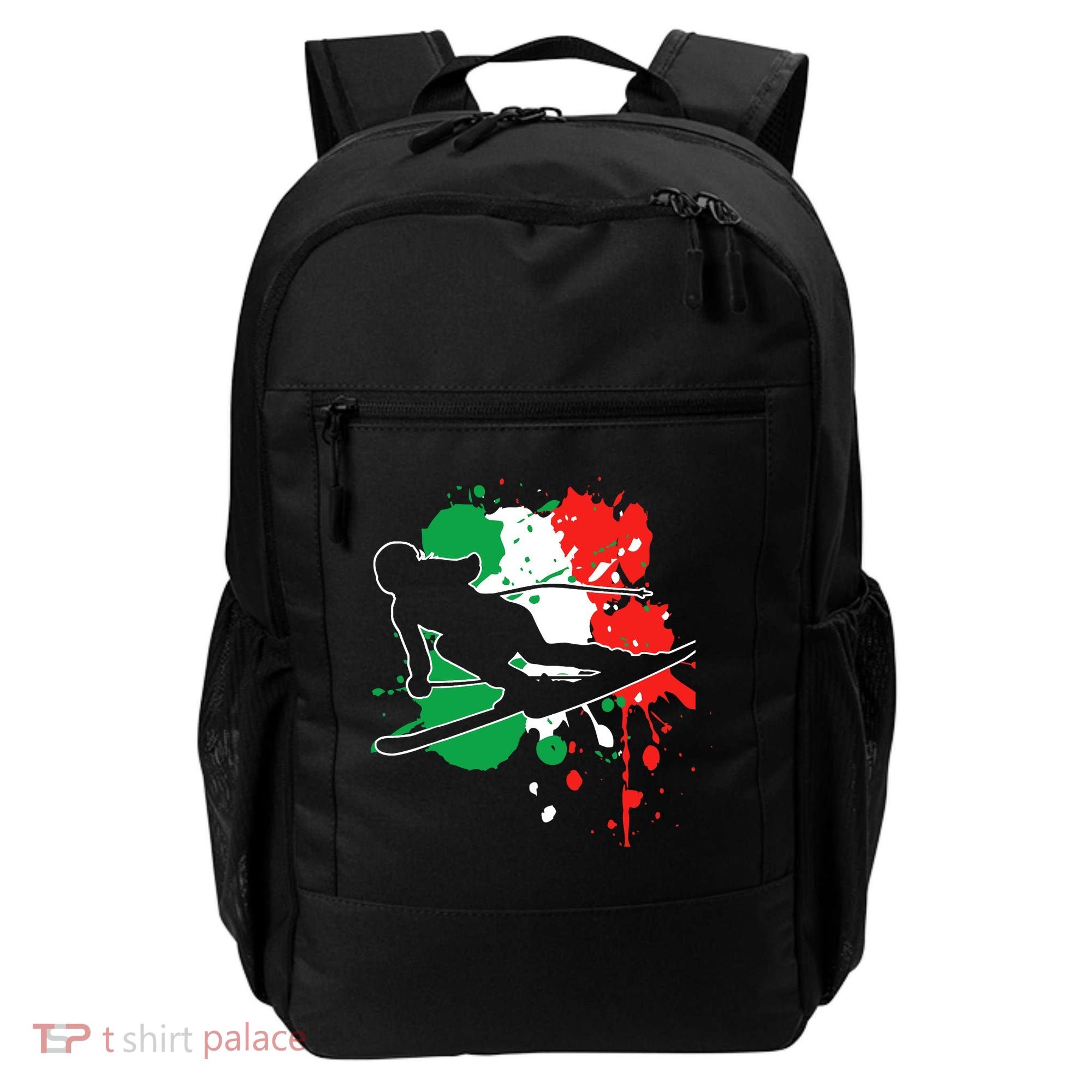 Italy Flag Skier Italian Alpine Skiing Backpack