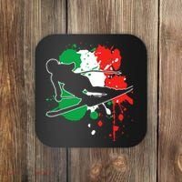 Italy Flag Skier Italian Alpine Skiing Coaster thumb 0