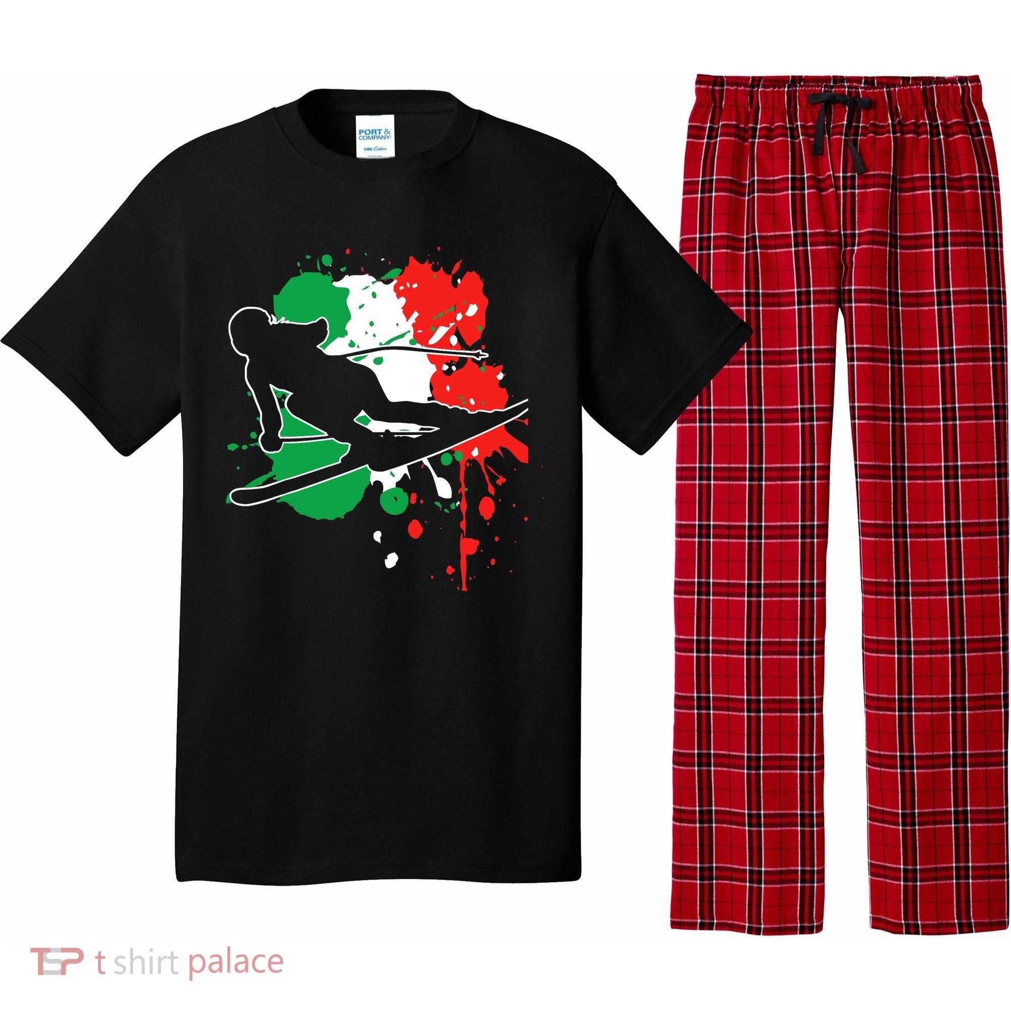 Italy Flag Skier Italian Alpine Skiing Pajama Set