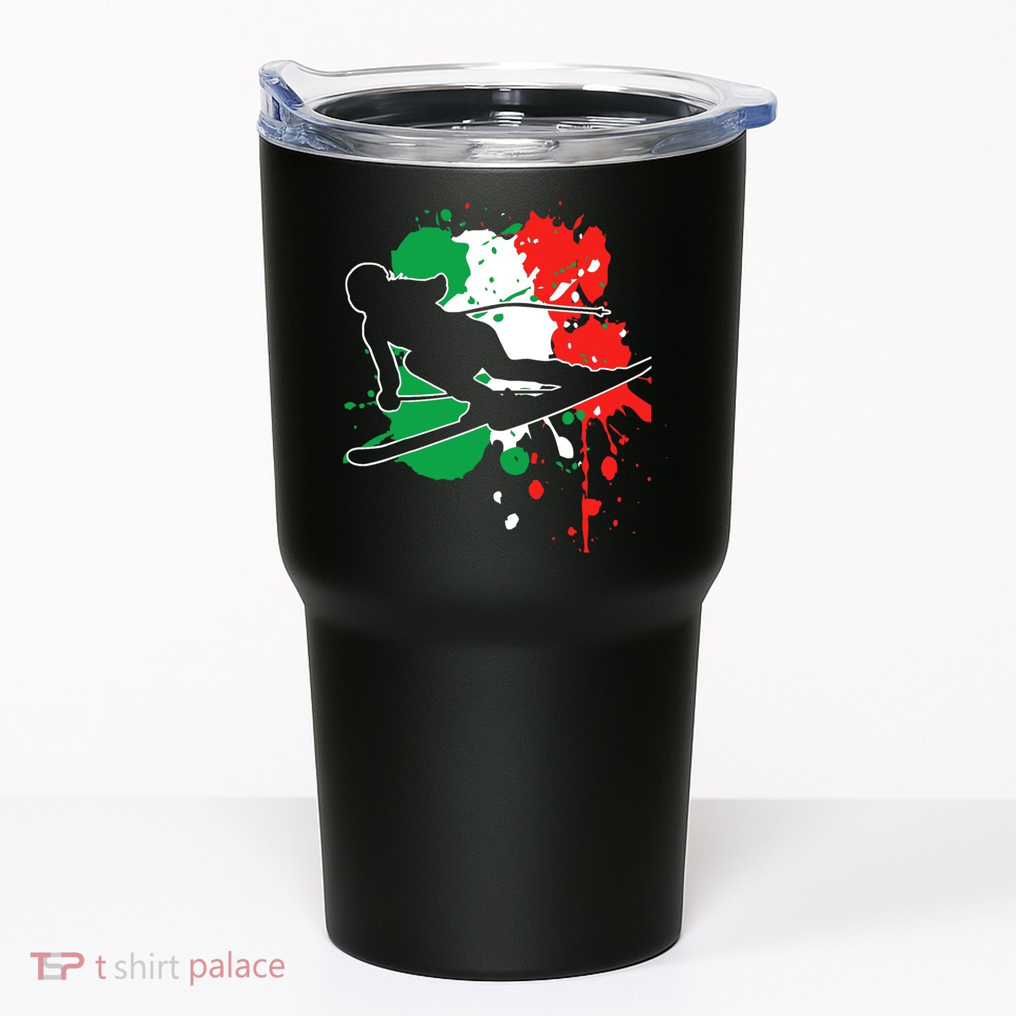 Italy Flag Skier Italian Alpine Skiing Tumbler
