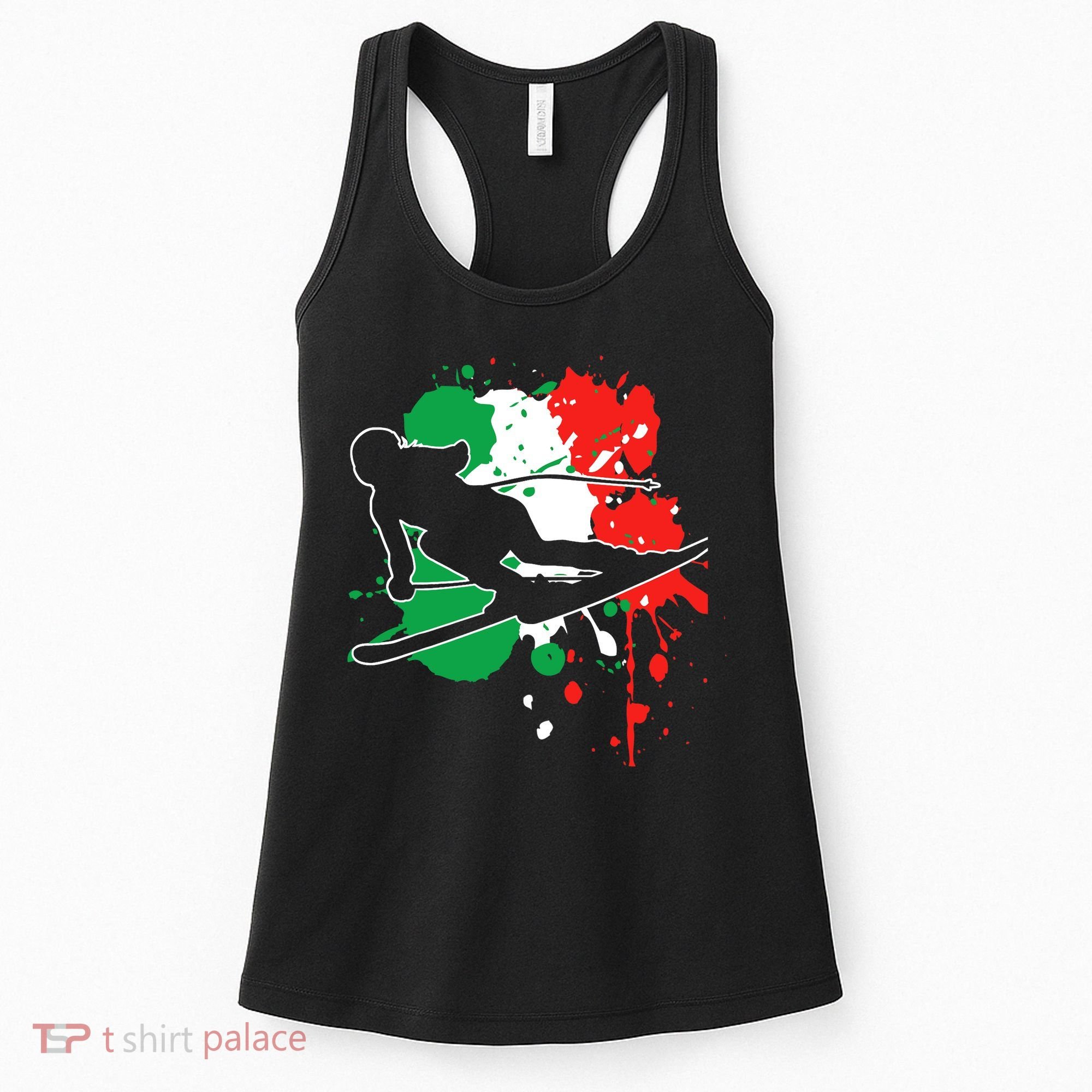 Italy Flag Skier Italian Alpine Skiing Women's Tank Top