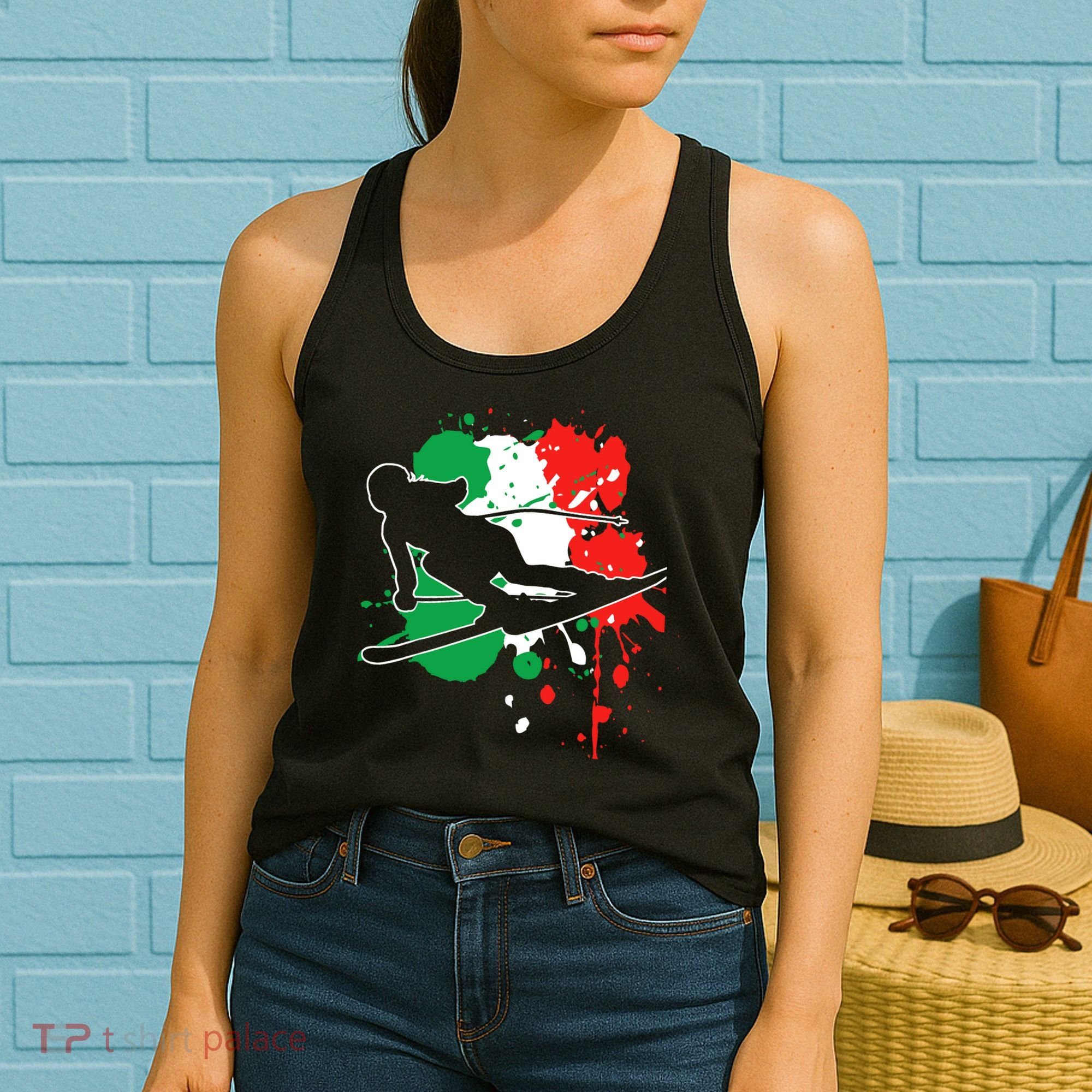 Italy Flag Skier Italian Alpine Skiing Women's Tank Top
