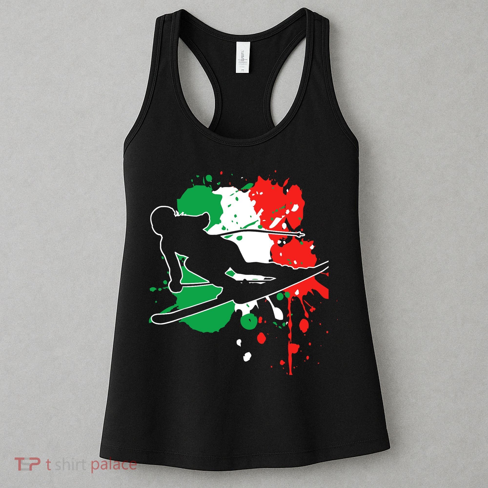 Italy Flag Skier Italian Alpine Skiing Women's Tank Top