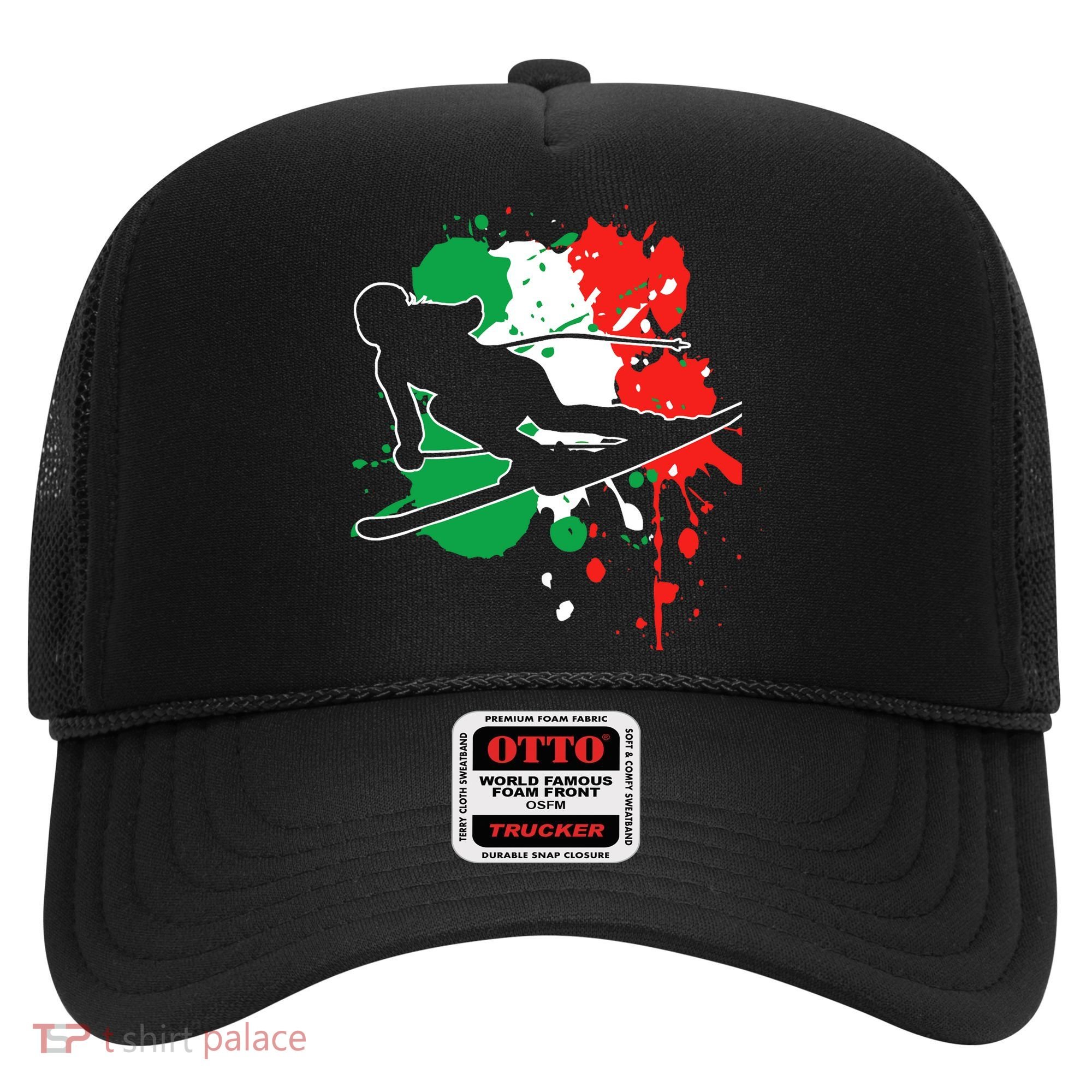Italy Flag Skier Italian Alpine Skiing Hat