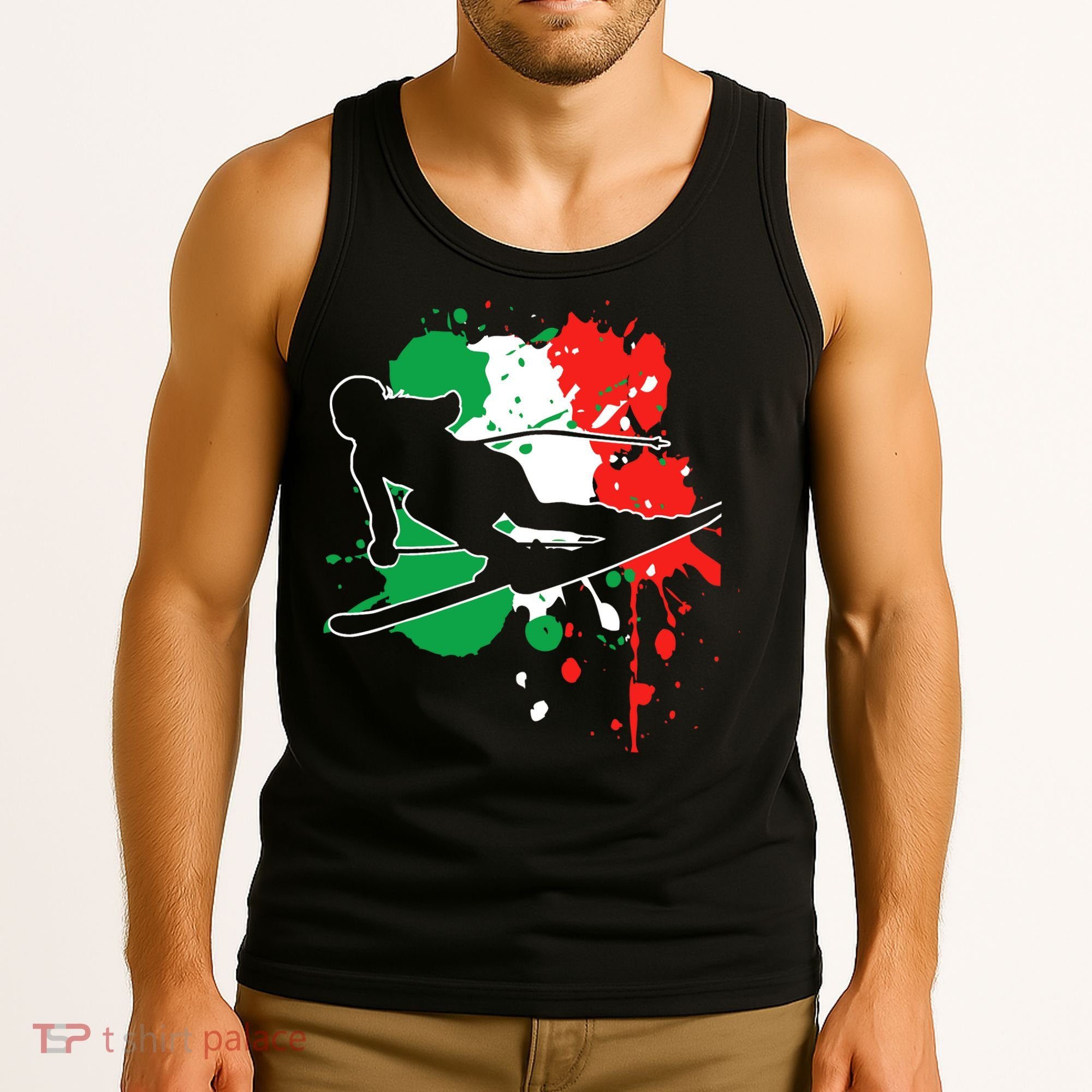 Italy Flag Skier Italian Alpine Skiing Tank Top