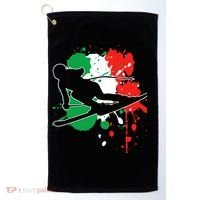 Italy Flag Skier Italian Alpine Skiing Golf Towel thumb 0