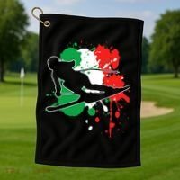 Italy Flag Skier Italian Alpine Skiing Golf Towel thumb 1