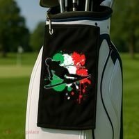 Italy Flag Skier Italian Alpine Skiing Golf Towel thumb 2