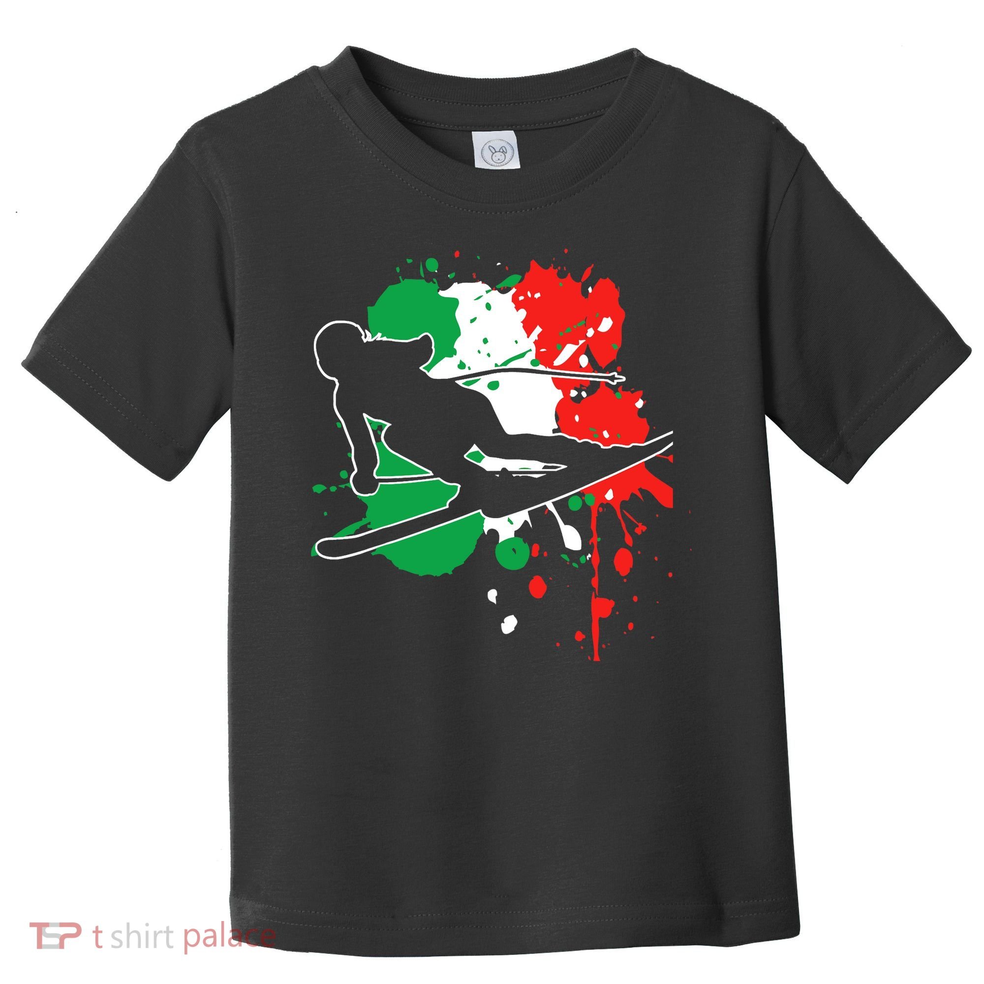 Italy Flag Skier Italian Alpine Skiing Toddler T-Shirt