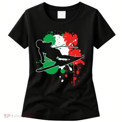 Italy Flag Skier Italian Alpine Skiing Women's T-Shirt
