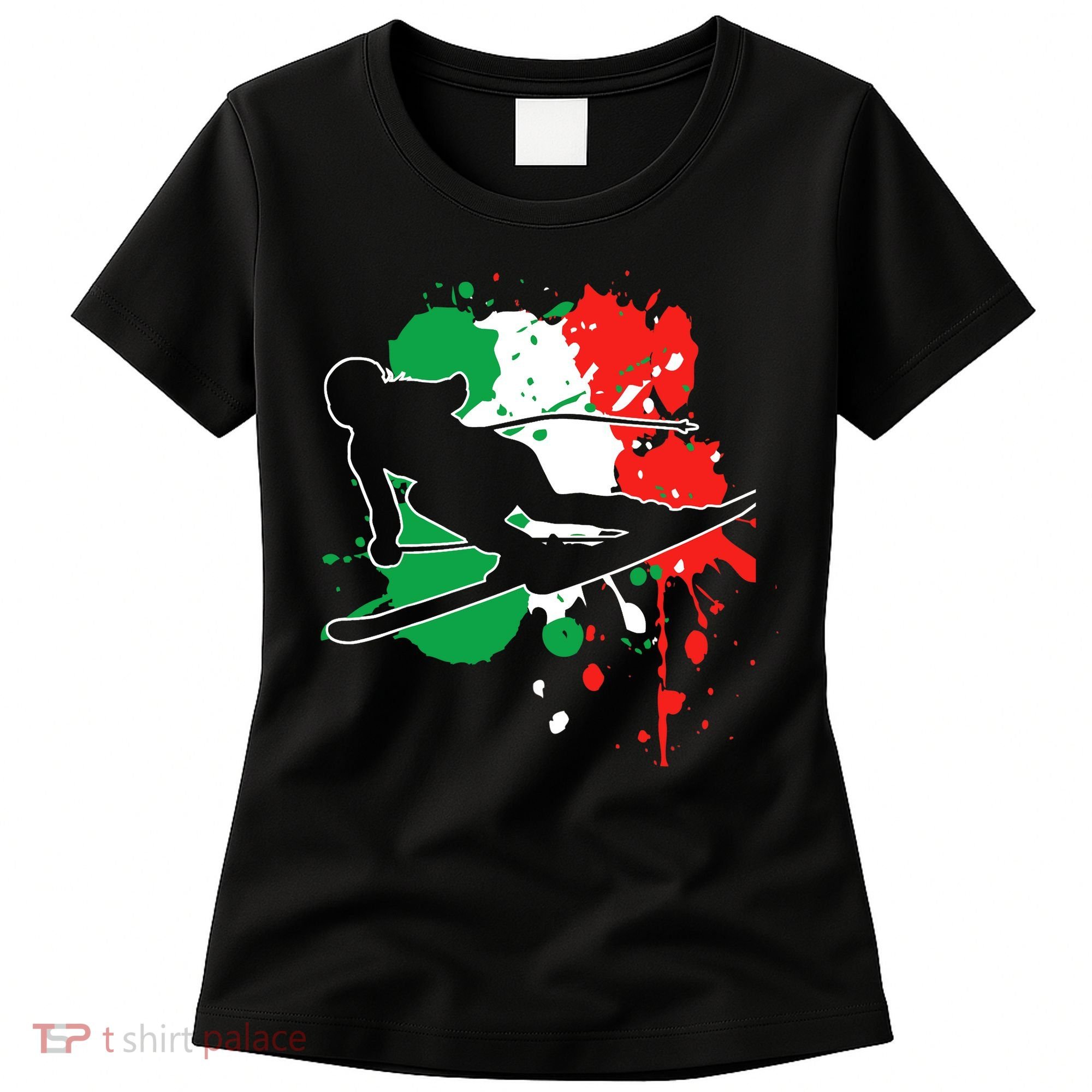 Italy Flag Skier Italian Alpine Skiing Women's T-Shirt