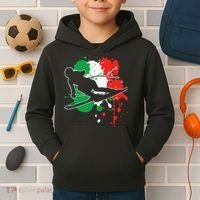 Italy Flag Skier Italian Alpine Skiing Kids Hoodie thumb 2