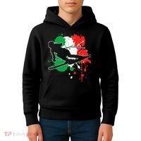 Italy Flag Skier Italian Alpine Skiing Kids Hoodie thumb 4