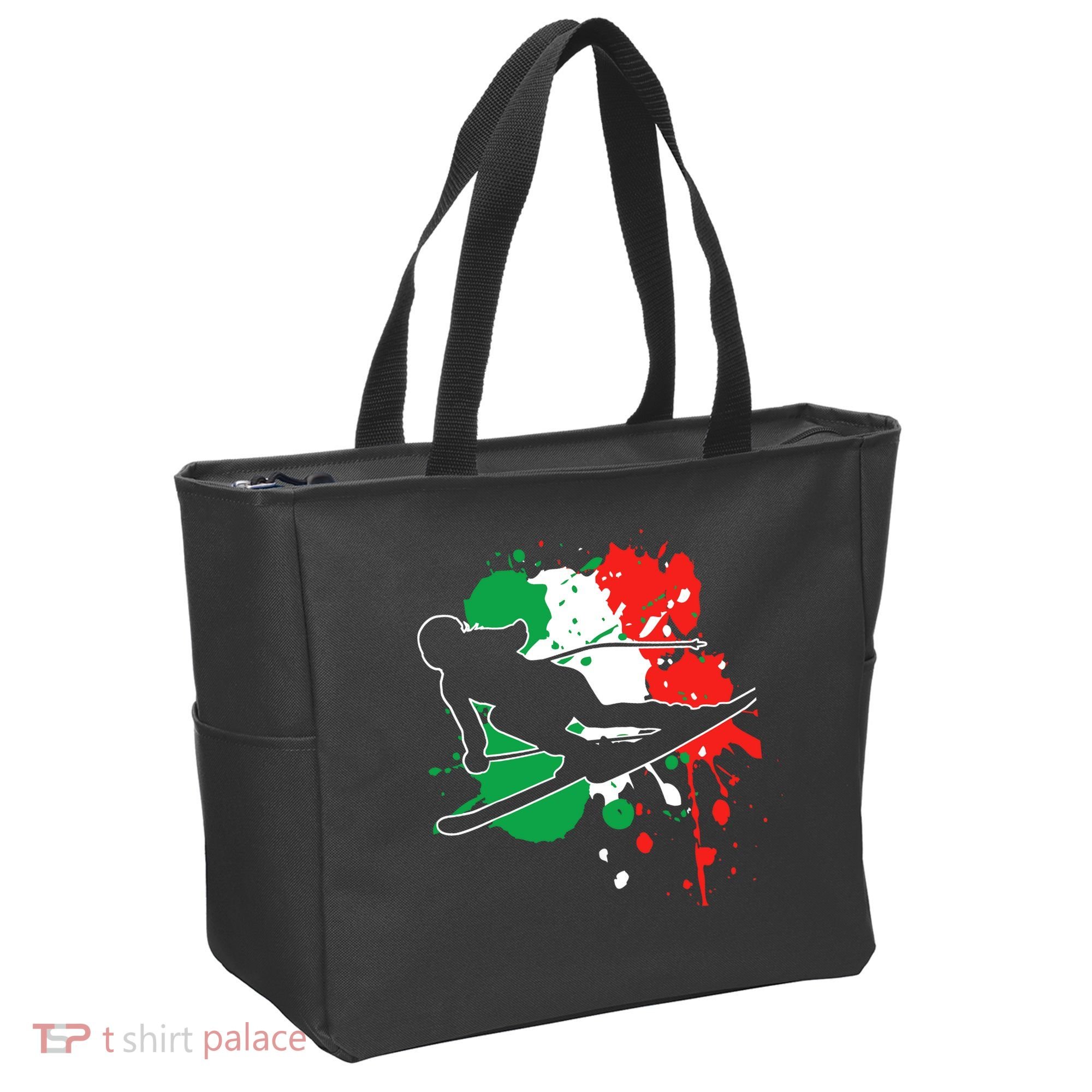 Italy Flag Skier Italian Alpine Skiing Tote Bag
