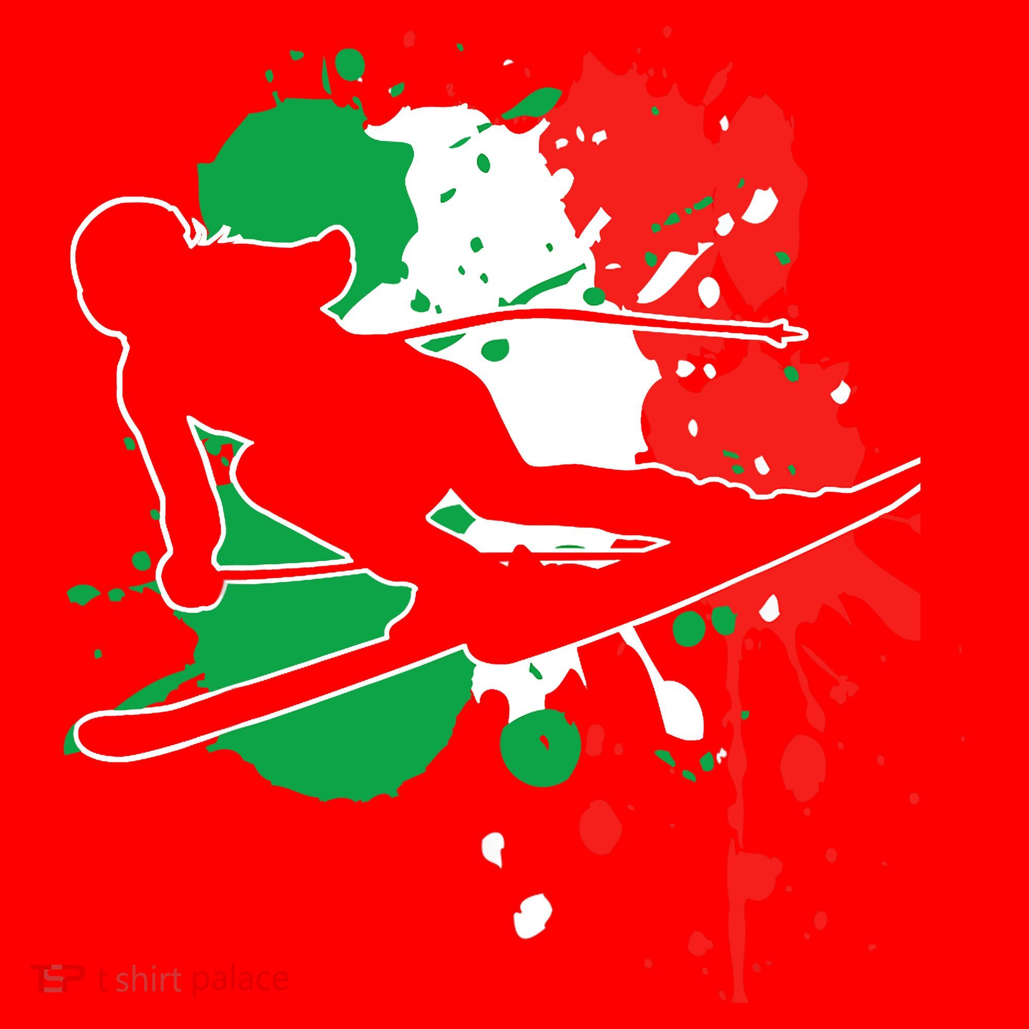 Italy Flag Skier Italian Alpine Skiing Santa Hat