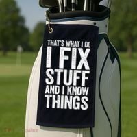 I Fix Stuff And I Know Things Mechanic Golf Towel thumb 2