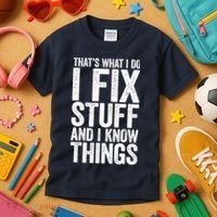 I Fix Stuff And I Know Things Mechanic Kids T-Shirt thumb 3
