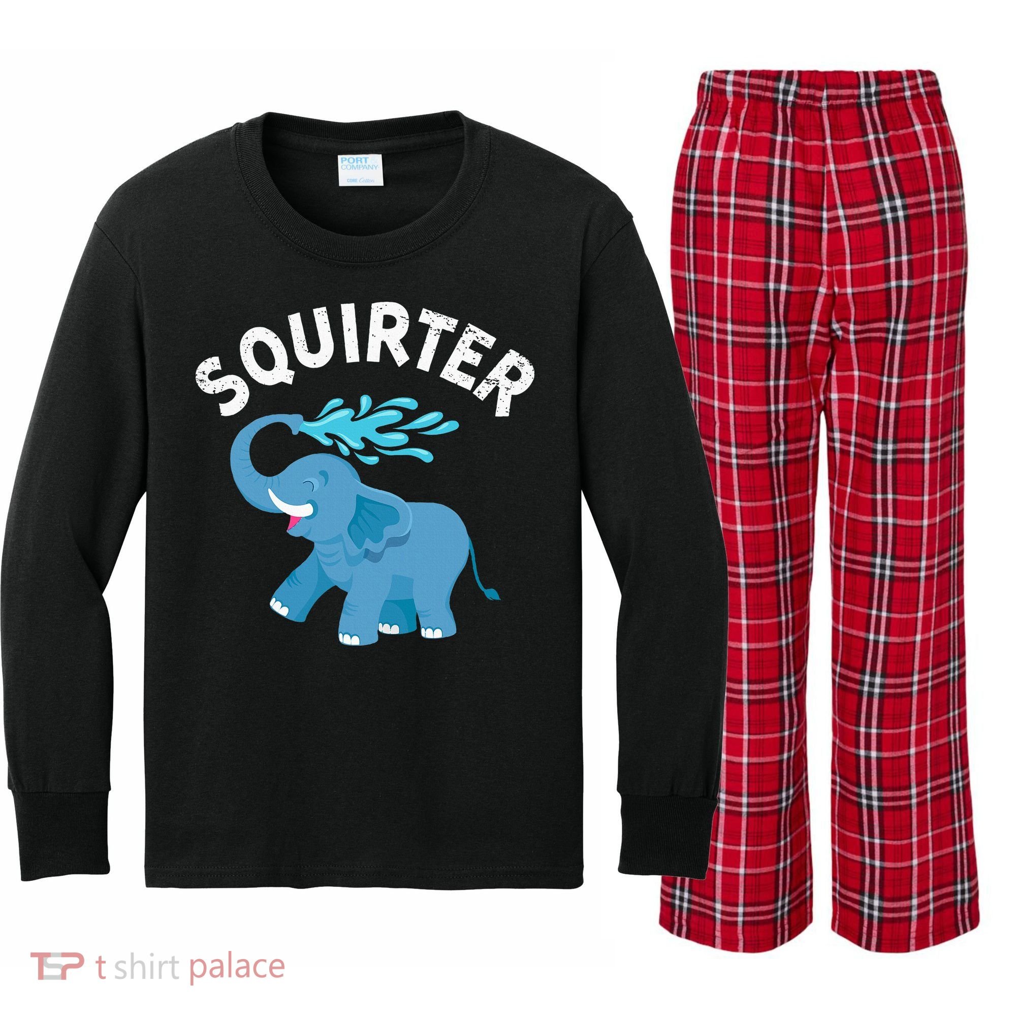Inappropriate Funny Squirter Embarrassing Kids Long Sleeve Plaid Pajama Set