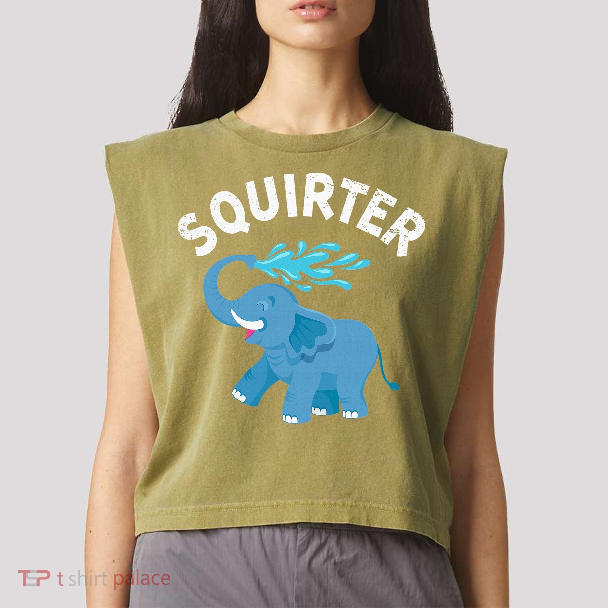 Inappropriate Funny Squirter Embarrassing Garment-Dyed Women's Muscle Tee